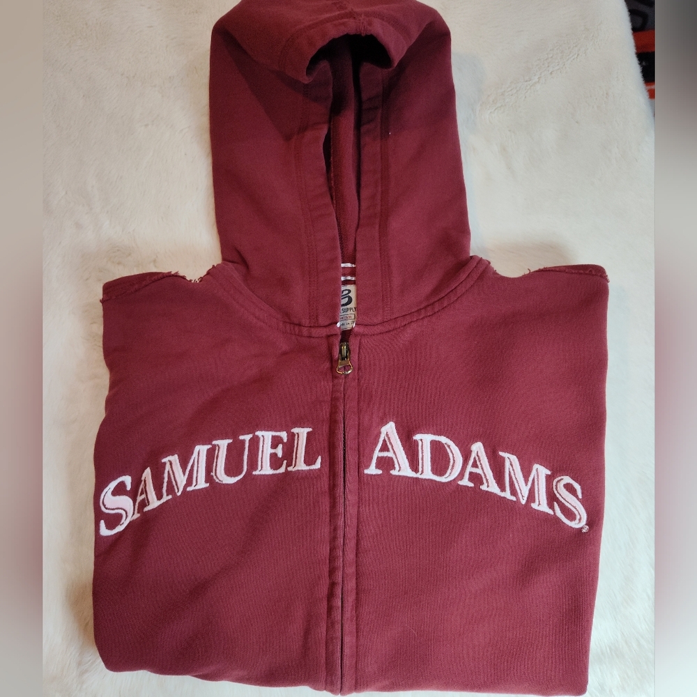 Rare Samuel Adams Maroon Zip Up Hoodie